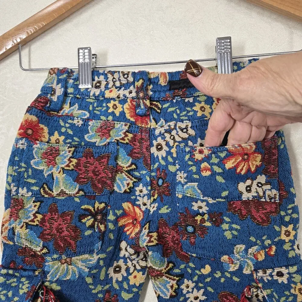 Rockstar Original Finn Slim Flare Tapestry Pants Boys sz 5T Blue Multi Floral - Picture 8 of 16